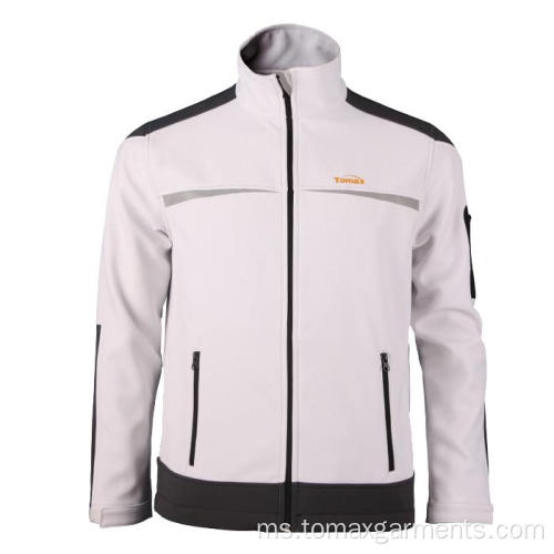 Putih dengan kelabu Softshell Jacket